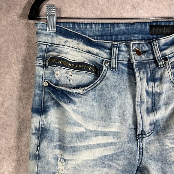 Rockstar Original Ultra Slim Jeans Mens 30 Blue Acid Wash Denim‎ Distressed Rock - Picture 3 of 13